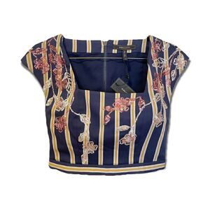 BCBGMaxazria Sequin Floral Accented Crop Top